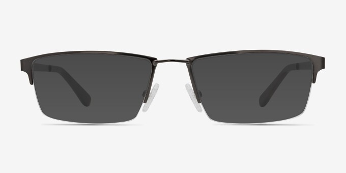 Bowler Gunmetal MetalEyeglass Frames from EyeBuyDirect, with Tinted Lenses