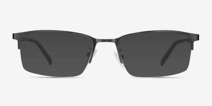 Bezel Dark Charcoal MetalEyeglass Frames from EyeBuyDirect, with Tinted Lenses