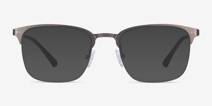 Quinton Gunmetal MetalEyeglass Frames from EyeBuyDirect, with Tinted Lenses