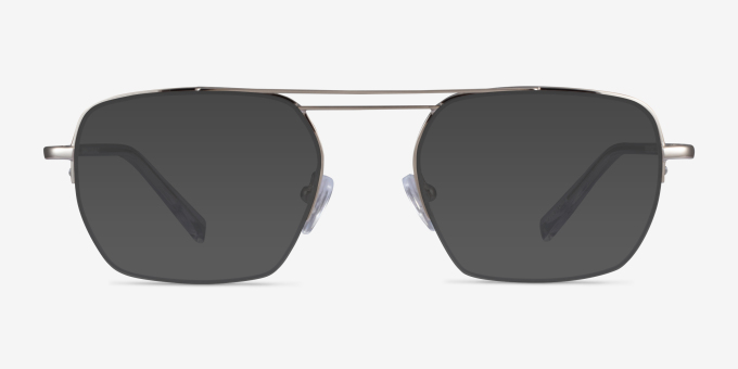 Cabrini Silver Clear MetalEyeglass Frames from EyeBuyDirect, with Tinted Lenses