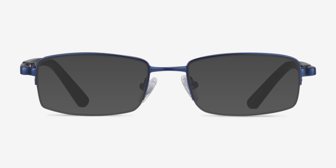Cleo Matte Blue MetalEyeglass Frames from EyeBuyDirect, with Tinted Lenses