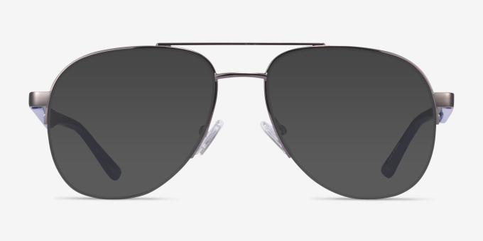 Hydroflux Gunmetal MetalEyeglass Frames from EyeBuyDirect, with Tinted Lenses