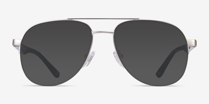 Hydroflux Silver MetalEyeglass Frames from EyeBuyDirect, with Tinted Lenses
