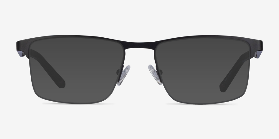 Kinetic Rectangle Matte Black Semi Rimless Eyeglasses | Eyebuydirect