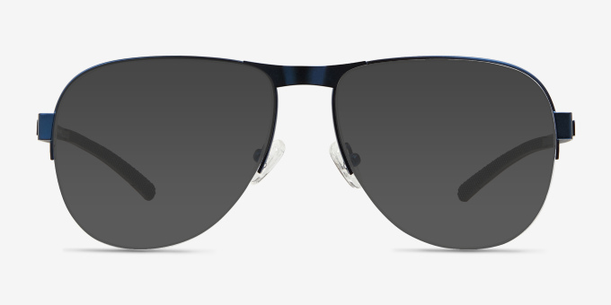 Schematic Blue MetalEyeglass Frames from EyeBuyDirect, with Tinted Lenses