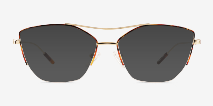 Aida Tortoise Shiny Gold MetalEyeglass Frames from EyeBuyDirect, with Tinted Lenses