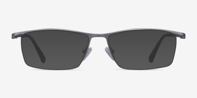 Destination Rectangle Matte Silver Glasses for Men | Eyebuydirect