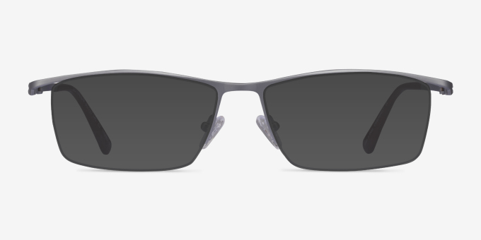 Destination Matte Silver TitaniumEyeglass Frames from EyeBuyDirect, with Tinted Lenses