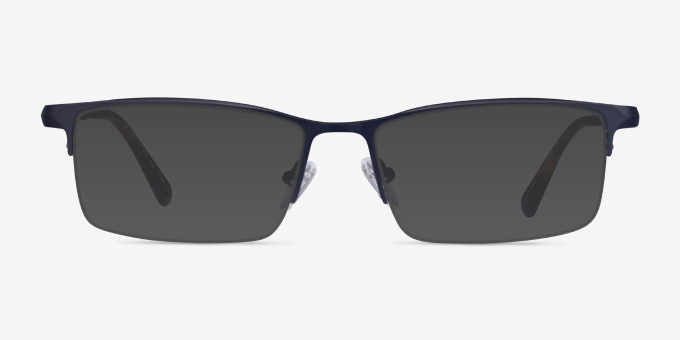 Ted Matte Dark Blue TitaniumEyeglass Frames from EyeBuyDirect, with Tinted Lenses
