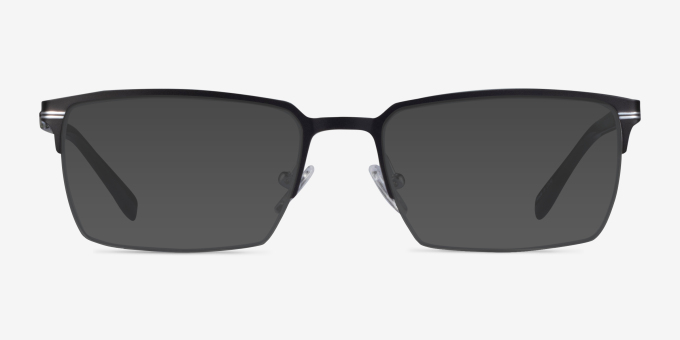 Sycamore Matte Black Silver TitaniumMontures de lunettes de vue d'EyeBuyDirect, Avec des Verres Teintés