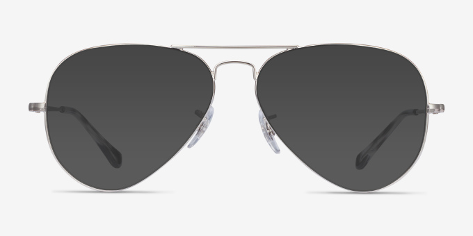 Ray-Ban RB6489 Aviator Silver MetalEyeglass Frames from EyeBuyDirect, with Tinted Lenses