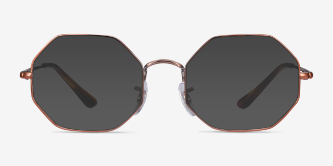 Ray-Ban Octagon Bronze MetalEyeglass Frames from EyeBuyDirect, with Tinted Lenses
