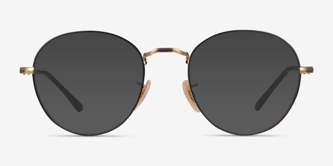 Ray-Ban RB3582V Round Black Gold MetalEyeglass Frames from EyeBuyDirect, with Tinted Lenses