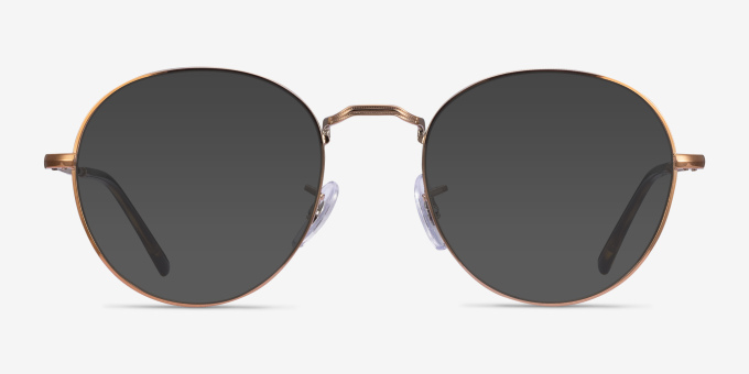 Ray-Ban RB3582V Round Bronze Copper MetalEyeglass Frames from EyeBuyDirect, with Tinted Lenses