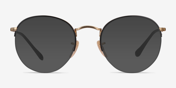 Ray-Ban RB3947V Round Black Gold MetalEyeglass Frames from EyeBuyDirect, with Tinted Lenses