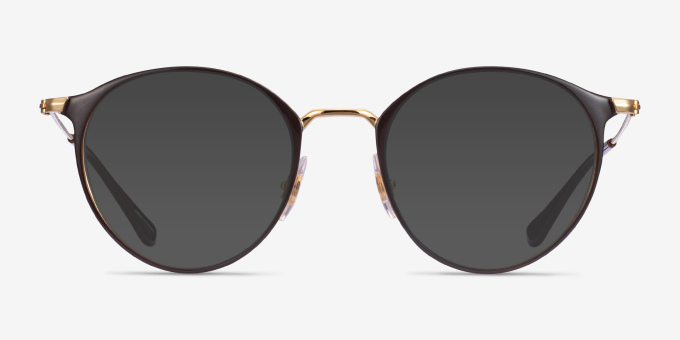 Ray-Ban RB6378 Brown Gold MetalEyeglass Frames from EyeBuyDirect, with Tinted Lenses