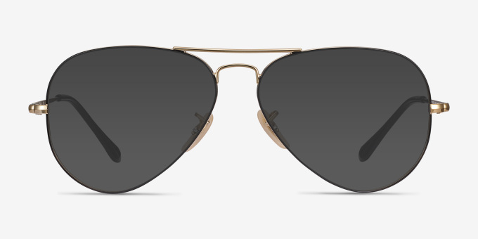 Ray-Ban RB6489 Aviator Black Gold MetalEyeglass Frames from EyeBuyDirect, with Tinted Lenses