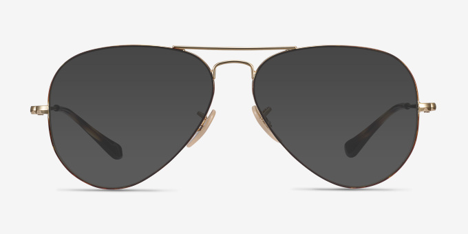 Ray-Ban RB6489 Aviator Tortoise Gold MetalEyeglass Frames from EyeBuyDirect, with Tinted Lenses