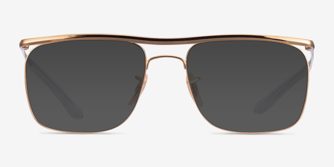 Ray-Ban RB6519 Gold MetalEyeglass Frames from EyeBuyDirect, with Tinted Lenses