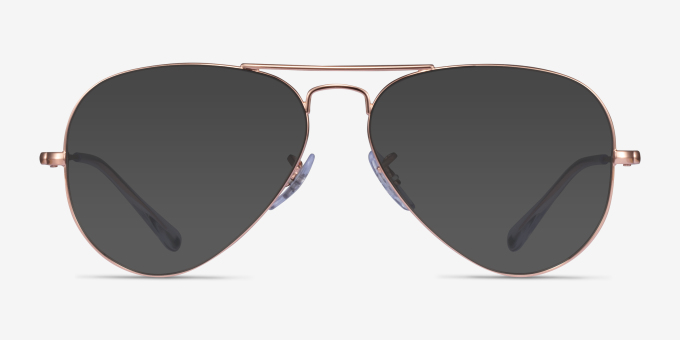 Ray-Ban Aviator Metal II Or rose MétalMontures de lunettes de vue d'EyeBuyDirect, Avec des Verres Teintés