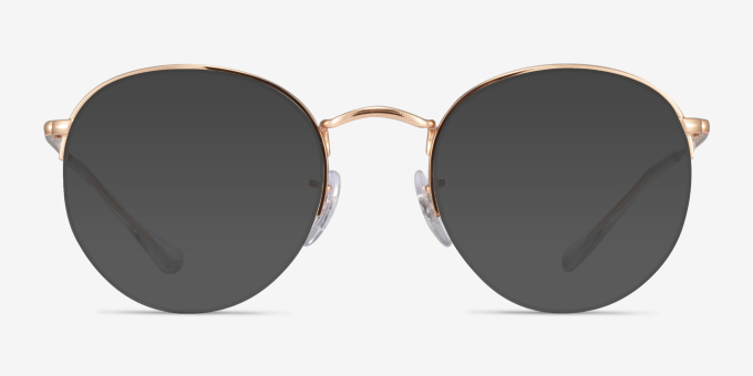 Ray-Ban RB3947V Round Gaze Rose Gold MetalEyeglass Frames from EyeBuyDirect, with Tinted Lenses