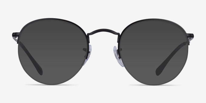Ray-Ban RB3947V Round Shiny Black MetalEyeglass Frames from EyeBuyDirect, with Tinted Lenses