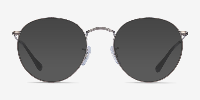 Ray-Ban RB3447V Round Matte Gunmetal MétalMontures de lunettes de vue d'EyeBuyDirect, Avec des Verres Teintés
