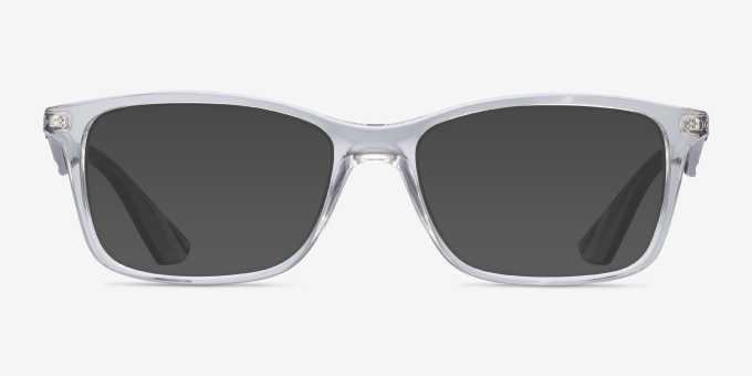 Ray Ban Rb7047 Rectangle Clear And Gray Frame Eyeglasses Eyebuydirect