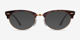 Ray-Ban Clubmaster Oval Tortoise & Gold Acétate Montures de lunettes de vue d'EyeBuyDirect, with Tinted Lenses