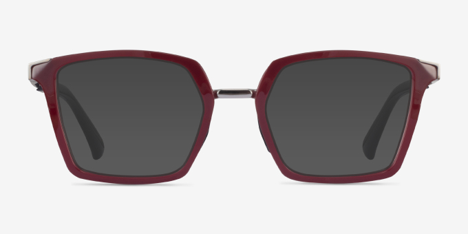 Oakley Sideswept Rx Burgundy & Silver MetalEyeglass Frames from EyeBuyDirect, with Tinted Lenses