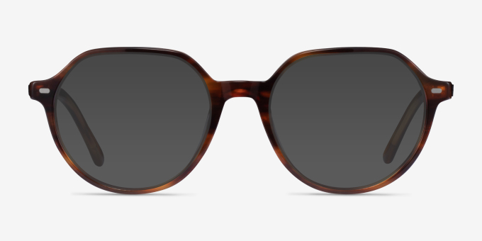 Ray-Ban RB5395 Thalia Striped AcetateEyeglass Frames from EyeBuyDirect, with Tinted Lenses