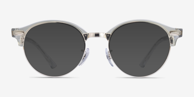 Ray-Ban RB4246V Clubround White Transparent AcetateEyeglass Frames from EyeBuyDirect, with Tinted Lenses