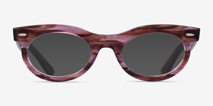 Ray-Ban RB2242V Wayfarer Oval Change Striped Clear Purple PlasticEyeglass Frames from EyeBuyDirect, with Tinted Lenses