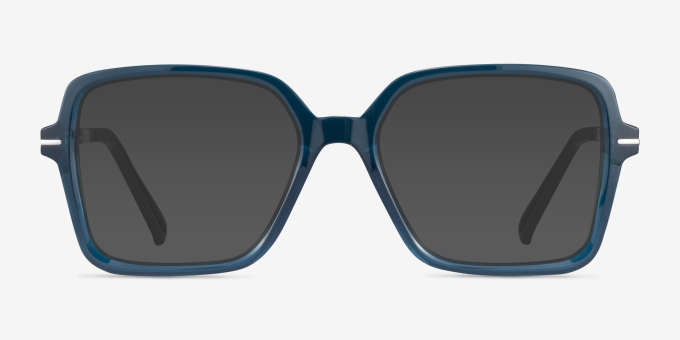 Oakley Sharp Line Clear Blue PlasticEyeglass Frames from EyeBuyDirect, with Tinted Lenses