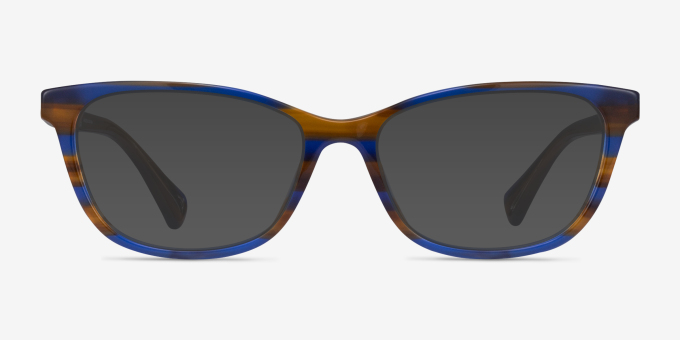 Ralph RA7133U Striped Brown Blue AcetateEyeglass Frames from EyeBuyDirect, with Tinted Lenses