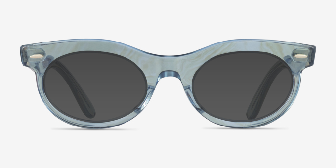 Ray-Ban RB2242V Wayfarer Oval Change Photo Waves Azure PlastiqueMontures de lunettes de vue d'EyeBuyDirect, Avec des Verres Teintés