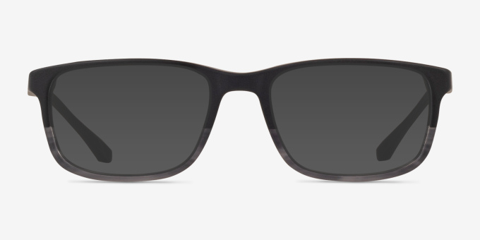 Emporio Armani EA3098 Matte Black Striped Gray AcetateEyeglass Frames from EyeBuyDirect, with Tinted Lenses