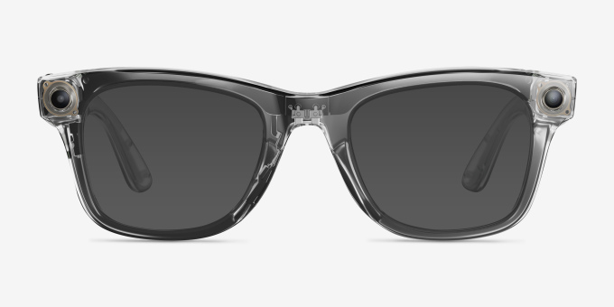Ray-Ban Meta Wayfarer (Gen 2) Shiny Transparent Gray Plastic from EyeBuyDirect, with Tinted Lenses