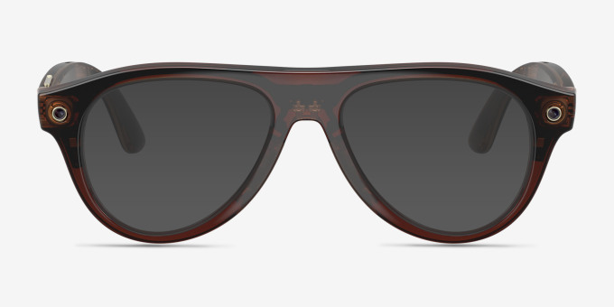 Ray-Ban Meta (Gen 3) Aviator Optics Polished Transparent Umber Plastic from EyeBuyDirect, with Tinted Lenses