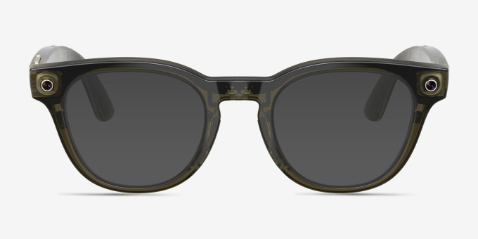Ray-Ban Meta (Gen 2) Scriber Optics Polished Transparent Dark Olive Plastic from EyeBuyDirect, with Tinted Lenses