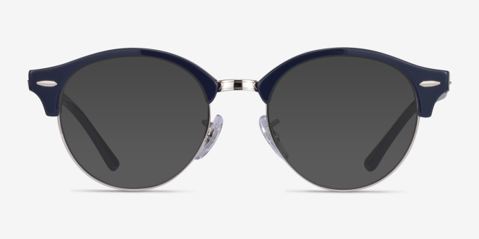 Ray-Ban RB4246V Clubround Navy Silver AcetateEyeglass Frames from EyeBuyDirect, with Tinted Lenses