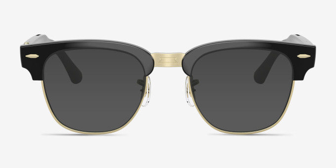 Ray-Ban Meta Audio Clubmaster Shiny Black On Gold Metal from EyeBuyDirect, with Tinted Lenses