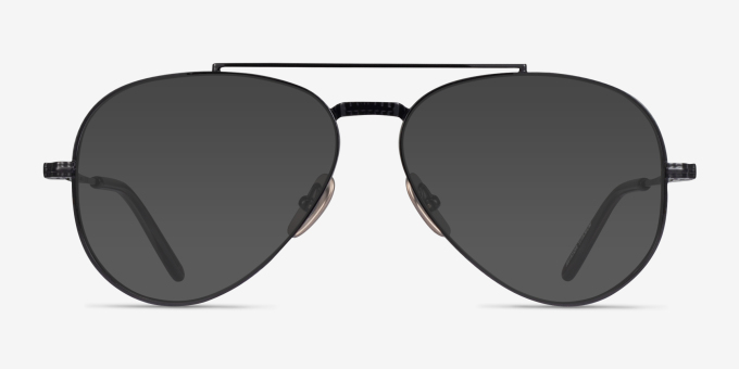Ray-Ban RB8225V Aviator Shiny Black TitaniumEyeglass Frames from EyeBuyDirect, with Tinted Lenses