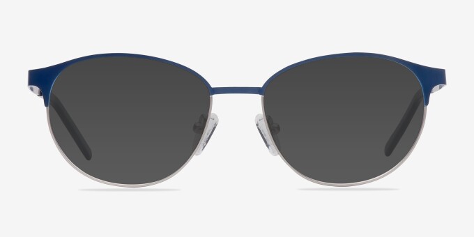 Mamba Navy Silver MetalEyeglass Frames from EyeBuyDirect, with Tinted Lenses