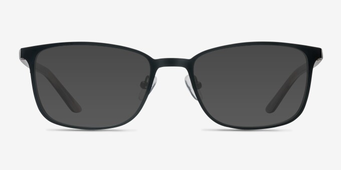 Lines Black MetalEyeglass Frames from EyeBuyDirect, with Tinted Lenses