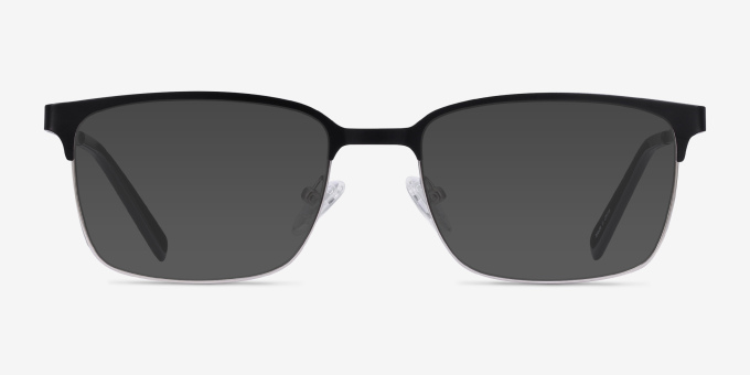 Manchester Black Silver MetalEyeglass Frames from EyeBuyDirect, with Tinted Lenses