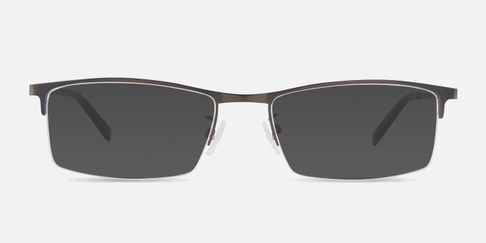 Vega Gunmetal MetalEyeglass Frames from EyeBuyDirect, with Tinted Lenses