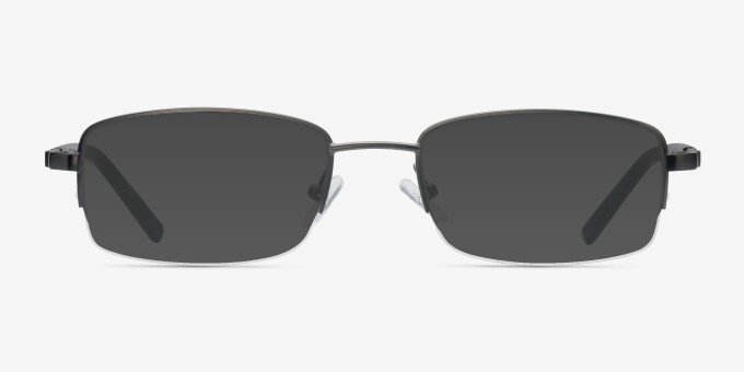 Hiro Gunmetal MetalEyeglass Frames from EyeBuyDirect, with Tinted Lenses