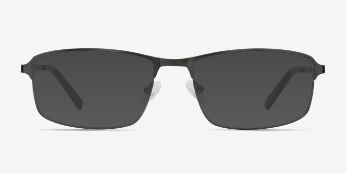 Capacious Matte Gunmetal MetalEyeglass Frames from EyeBuyDirect, with Tinted Lenses