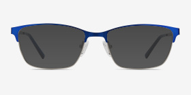 Cascade Bleu Métal Montures de lunettes de vue d'EyeBuyDirect, with Tinted Lenses